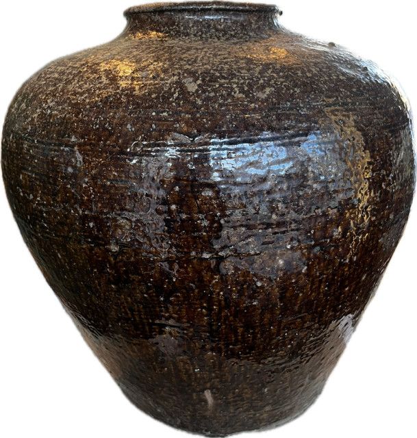 Vintage Glazed Wine Jar Pot Med 15&quot; x 15&quot; x 17&quot;