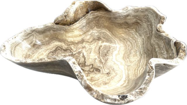 Onyx Bowl, Freeform, Neutral Large 18&quot;x14.75&quot;