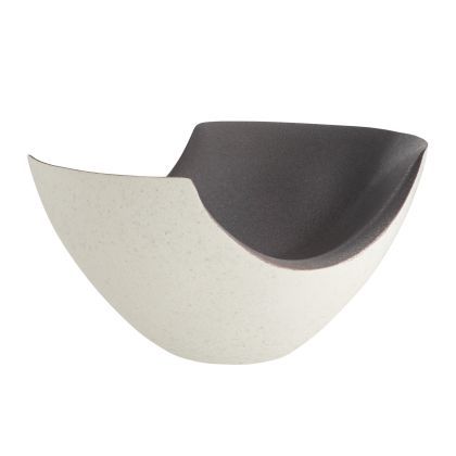 Bowl Porcelain Glazed Reactive Finish Gunmetal Interior 16.5x13.5x9&quot;