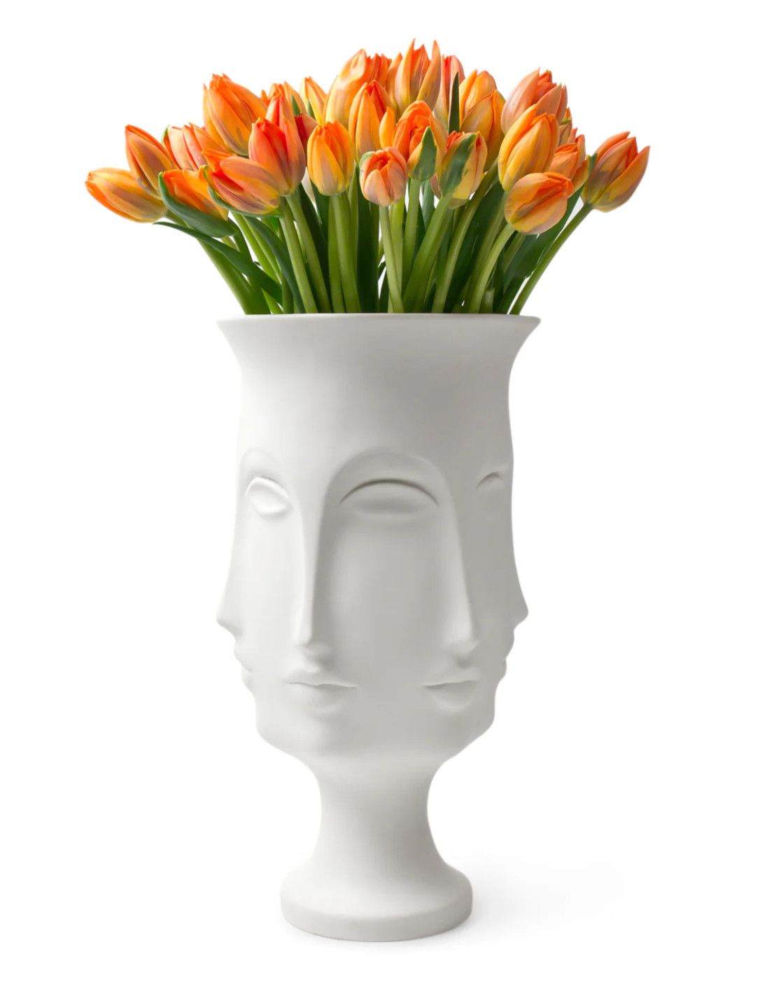 Dora Maar &quot;Faces&quot; Urn/ Vase, White 15&quot; H x 8&quot; x 8&quot;