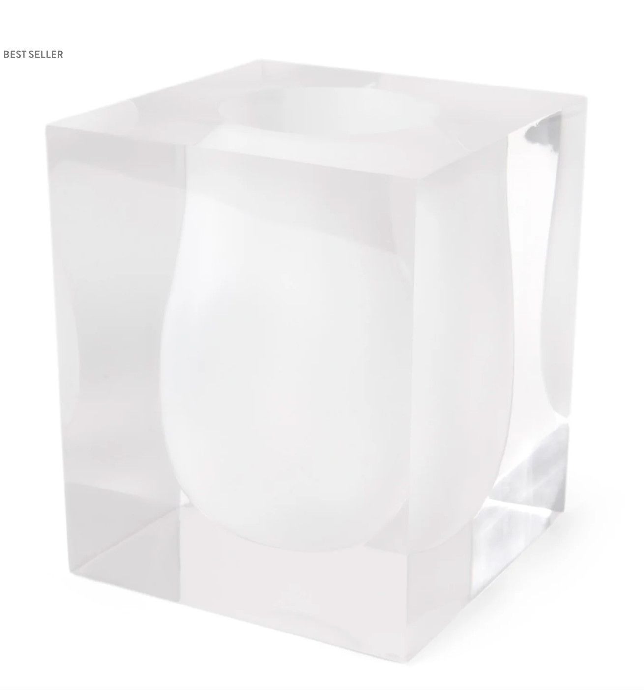 Vase, Acrylic with White Cube Vase,6&quot;w x 6&quot;d x 7.25&quot; h