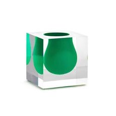 Cube Vase, Emerald, Acrylic, 4.25&quot;, Sm