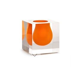 Cube Vase,  Acrylic, Orange,4.25&quot;, Sm
