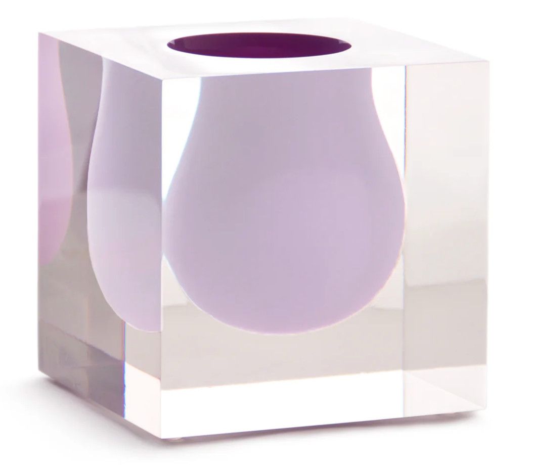 Cube Vase, Acrylic, Lilac, 4.25&quot;