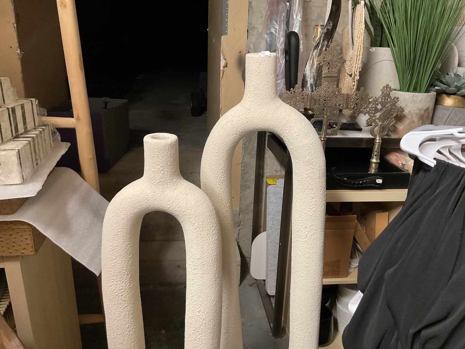 Set of Two Floor Art Sculptures, Ivory, 52&quot; &amp; 42.5&quot; H