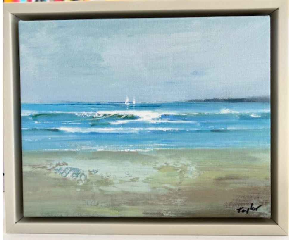 Original Art 8 x 10, Taylor, Ivory Lacquer Floating Frame, Sailing