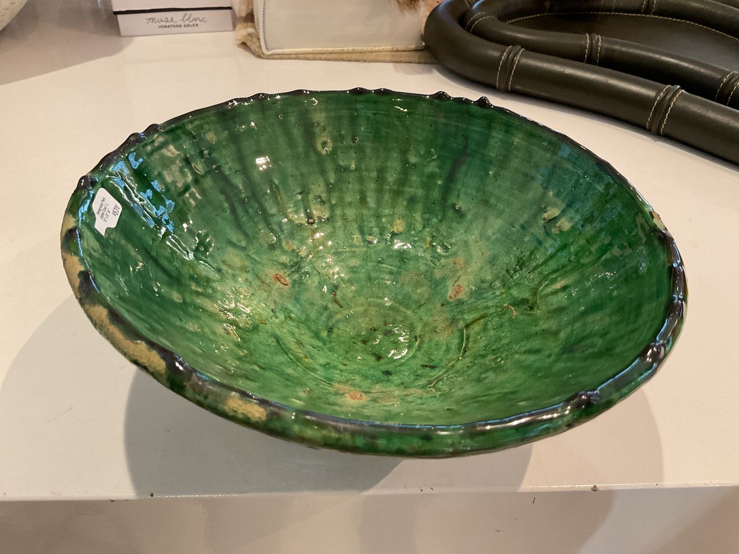 Tamegroute Palm Glazed Bowl :L, 10&#39;&#39;x10&#39;&#39;x4&#39;&#39;