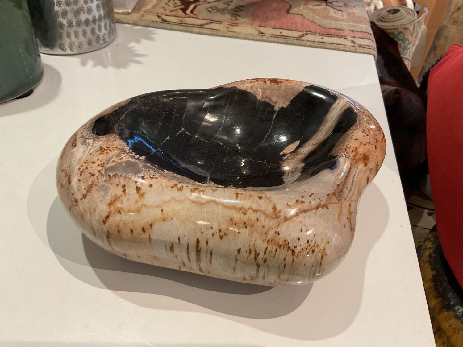 Organic Shaped Petrified Wood (Stone) Bowl, 10&#39;&#39;x8&#39;&#39;x3&#39;&#39;