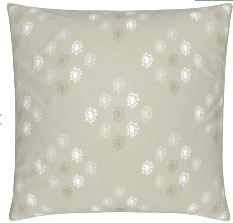 Pillow, Velvet Lt Tan with Small Medallions, 22&quot; sq with Down Insert Made in England