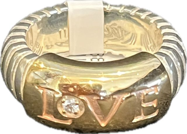 Ring I LOVE ME w/Natural Diamond 6.5 Silver &amp; 10K YG