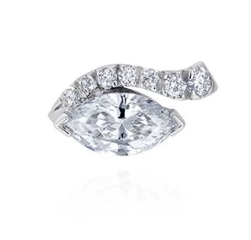 Earrings Marquise Lab Diamond w/ Mine Diamond Lashes 1.76ct