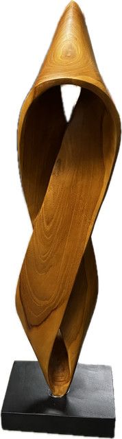 Wood Deco Sculpture On Stand. 28 x 8 x 5