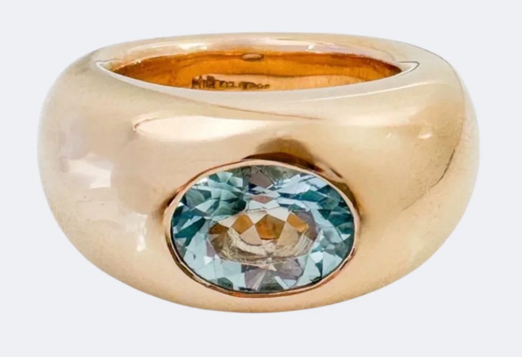 Ring,  Blue Topaz  Tapered Solitaire, 10 mm Jeweler's Bronze