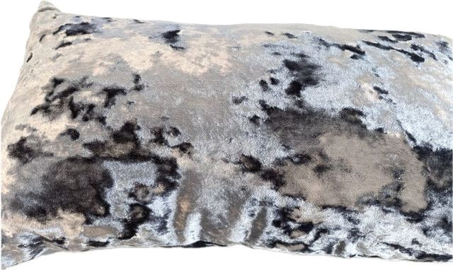 >Lumbar Pillow 20" x 11", Aviva Stanoff Gray Crushed Velvet, Feather Down Insert, 1 Available