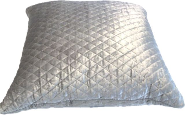 >Pillow Silver Grey w/ Quilted Diamond pattern Euro W/down Insert, 26"