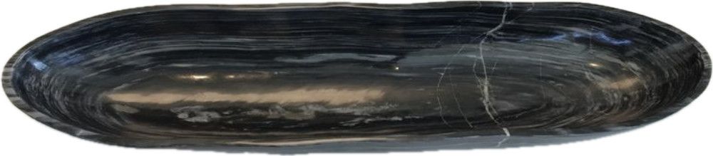 Onyx Canoe, Polished Black  With White Veining, 31.5" L x 8" W x 4"D