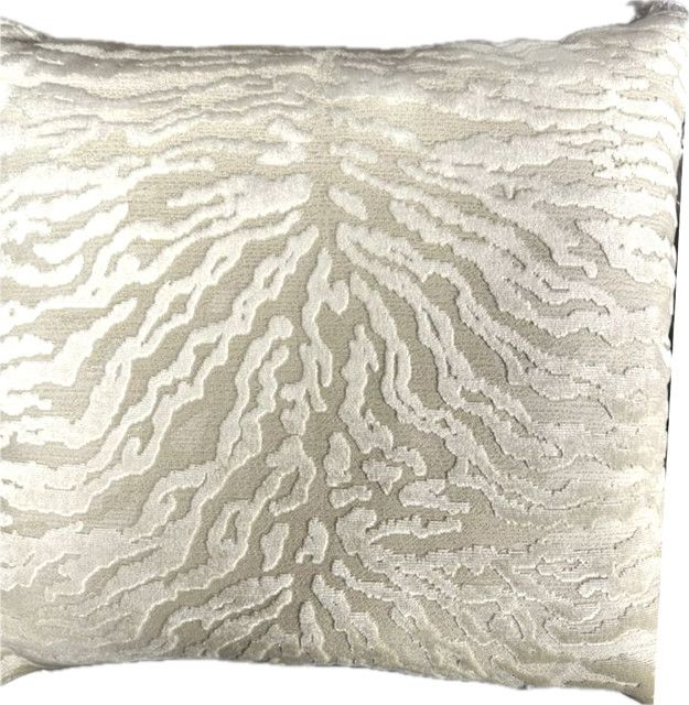 >Pillow, Cream Beige Tiger Print 22" Feather Down Inserts 2 Avail