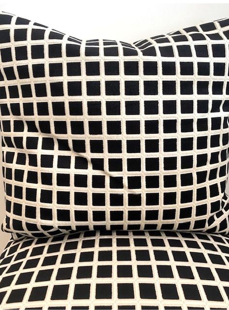 >Pillow Black Square Cream Grid  (2 in stock)