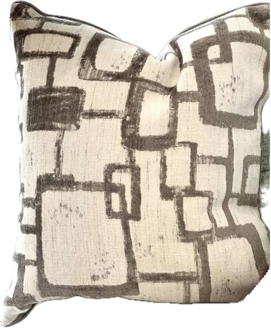 >Pillow Cream Grey/Green Square Pattern 22", 1 Avail