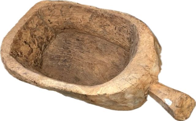 Old teak Lumpang/large oval vessel with handle