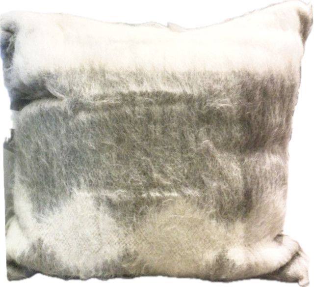 >OVER-SIZED Floor Pillow Alpaca Wool Grey/White Chevron - 35"x35"