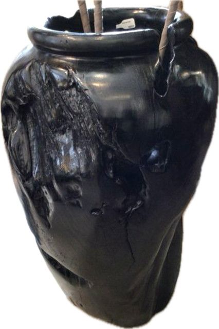 >Black teak Vase Polished