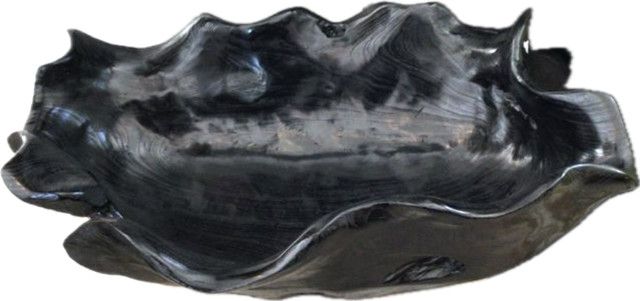 Black Teak Oyster Bowl Polished, Thailand 24 x 14.5"