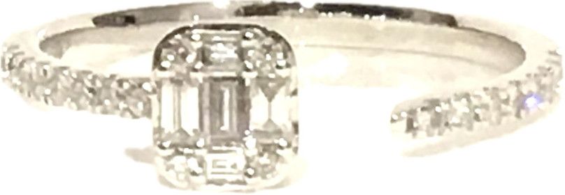 Diamond Ring .28 C Open Band Sz6.5 Baguette Accent 18K WG 6.5