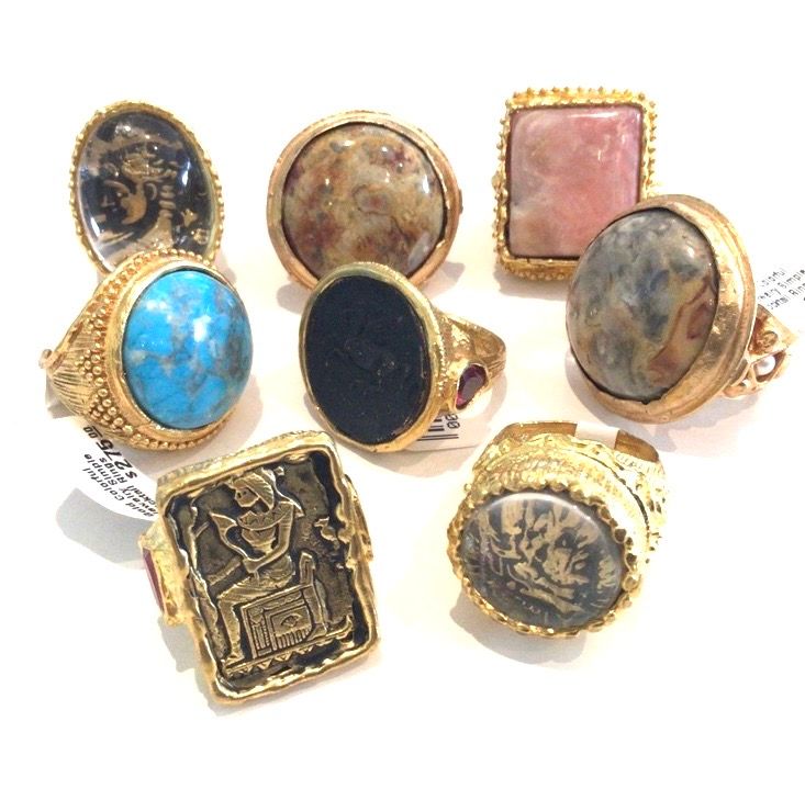 Gold Colorful Jewelry Simple Cocktail Rings