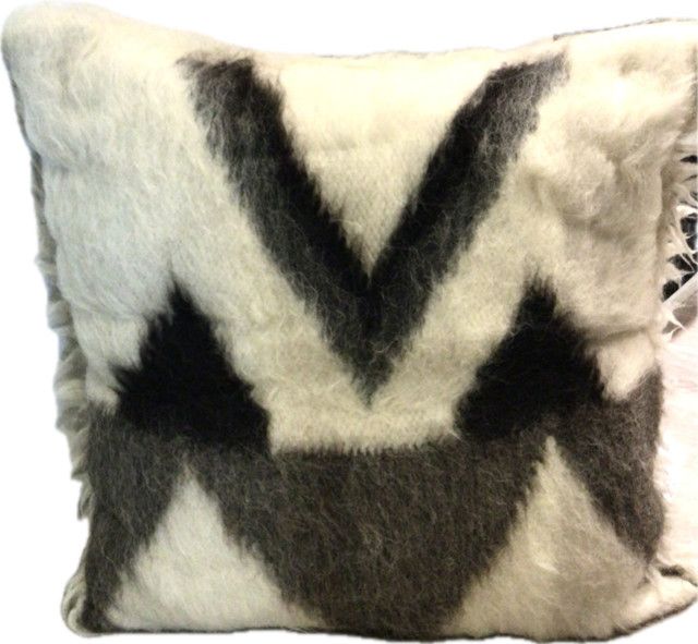 >OVER-SIZED Floor Pillow Brown/White/Blk Alpaca Wool - 35"x35"