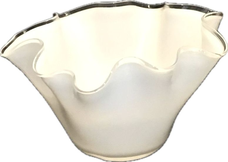 Wave Glass Bowl White Medium 12"