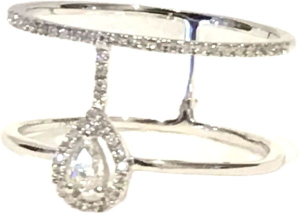 Diamond Ring .21ctw.  Sz 7.5 2 Tier Pear Drop 18K WG
