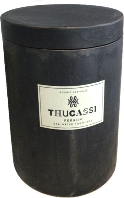 Thucassi - Distressed Iron XL Candle Re-Usable Container 58oz Sea Water Foam