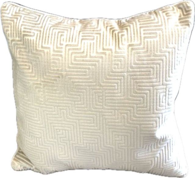 >Pillow Cream Ivory Cut Velvet Maze Geometric Design
