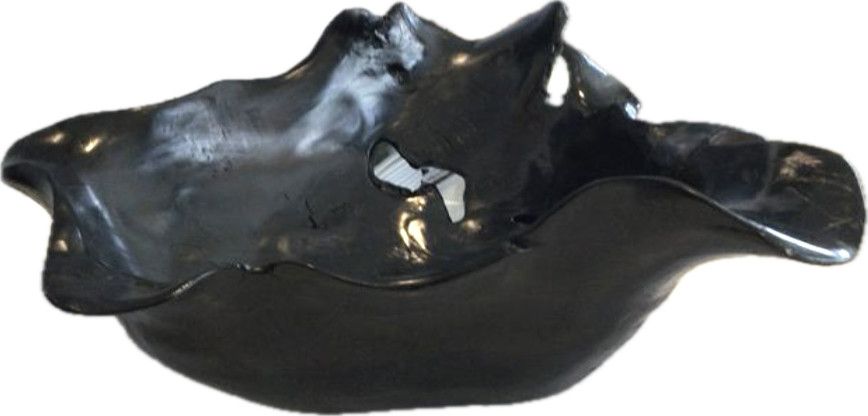 Black Polished Teak  Bowl , Organic Shape, 20.5" L  x  17" W x 9" H