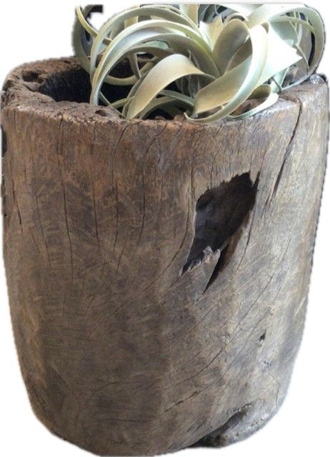 Vintage Bali Teak Planter, 16" H x 14.5" D