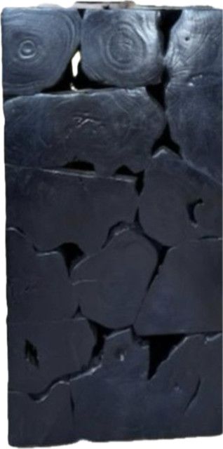 Column, Pedestal, 39"h, x 20"w, Bali Black Polished Sliced Teak, 2 Avail