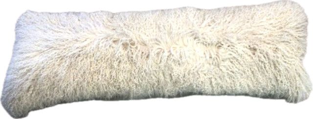Tibetan Lamb Lumbar Pillow Champagne Tip 12x40