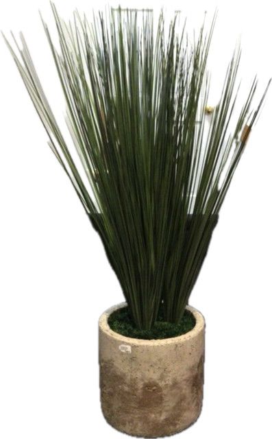 Faux Plant Tall Grass Terra And Clay Toned Vessel