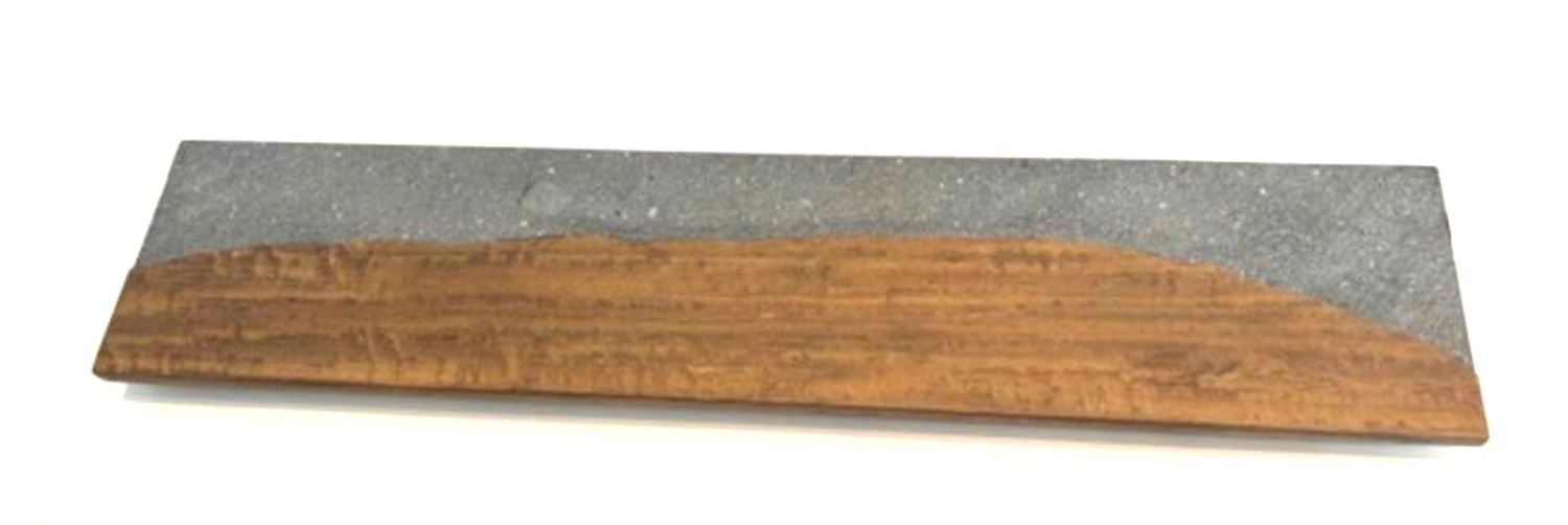 Volcanic Stone and Wood Tray, 31.25" x 6.25" x 1.25"