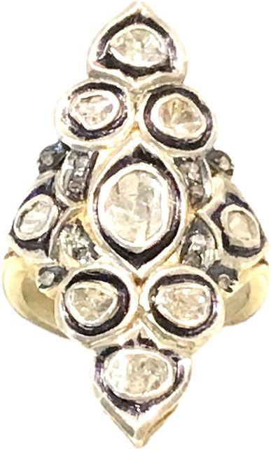 Ring Raw Diamonds, Sterling Silver, Size 6.25