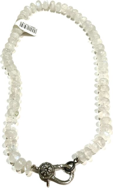 Moonstone Necklace Diamond Lobster Claw Clasp 15"