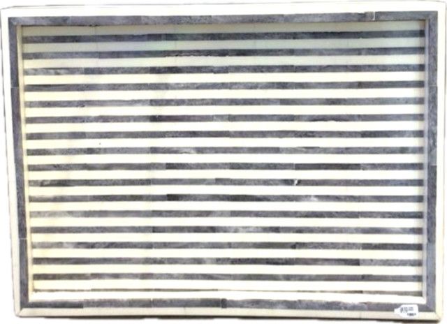 Tray Bone Cream With Blue stripes 18" x 12"