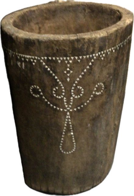 Antique Lesung With Capiz Detail, Planter or Sculpture, 20"H x 14"D, Thailand