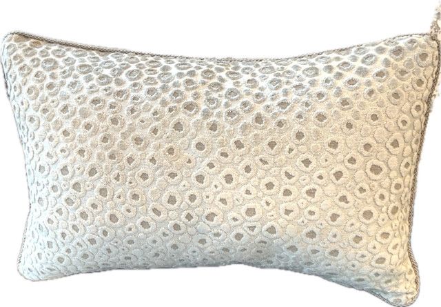 Lumbar Pillow Burnout Velvet Cheetah Pattern Cream Tan taupe Ivory