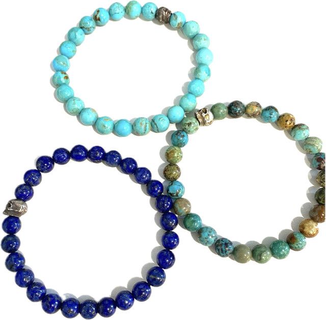 Bead Bracelet with Sterling Accents - Turquoise and Lapis Hand Made