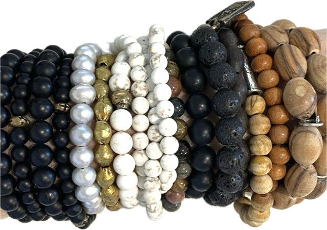 Bead Bracelet with Metal Accents - Multi Hand Made