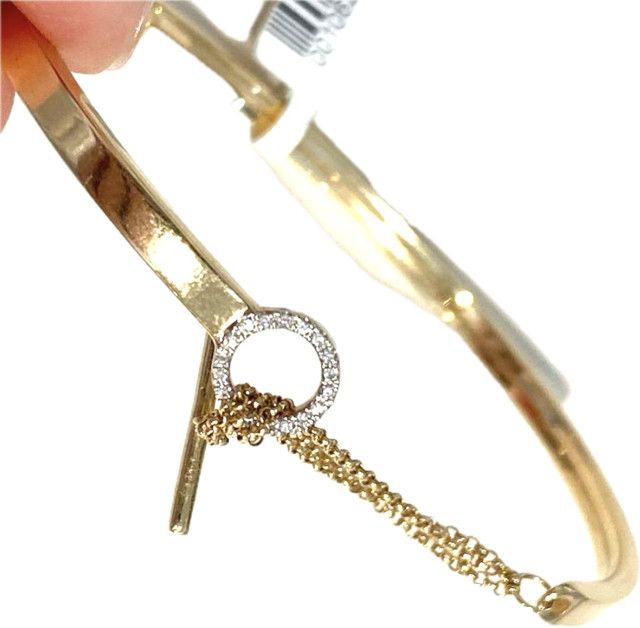 Bracelet 14k Bangle with Toggle Chain and Diamond Accent