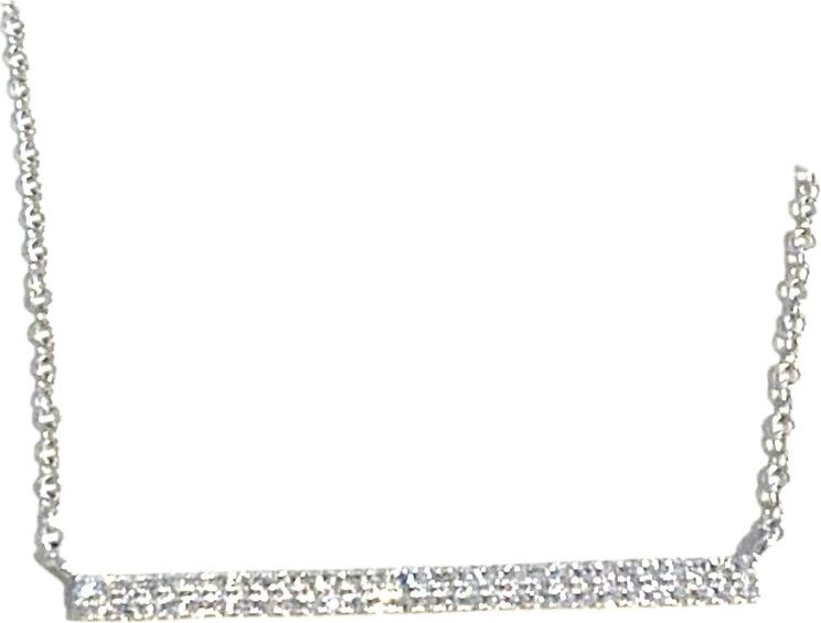 Necklace Pave Diamond Bar Pendant in 14k White Gold .14 ct
