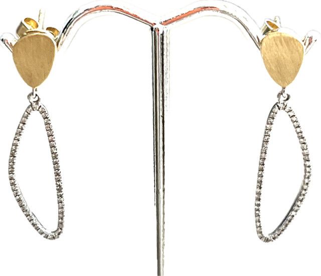 Earrings Pave Diamond Open Triangle in 14k Mixed Gold .26 ct